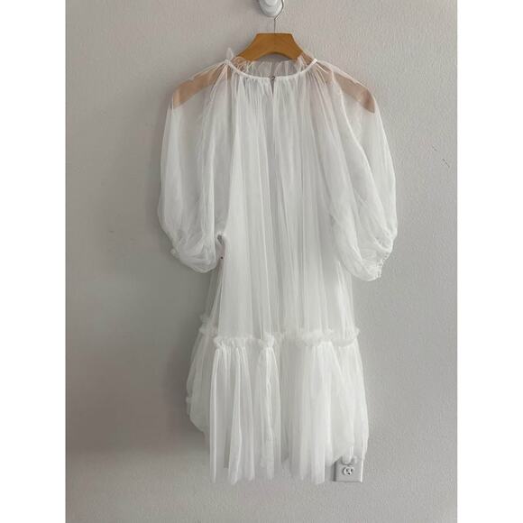 Aura Women’s Tulle Bridal Tiered Wedding Party Classic White Dress Sz S - Picture 6 of 8